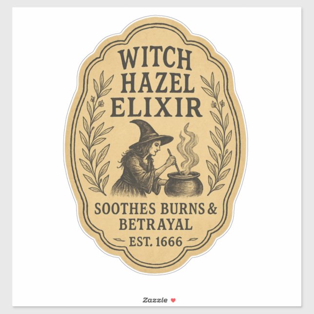 Witch Hazel Elixir - Halloween Apothecary Label (Sheet)