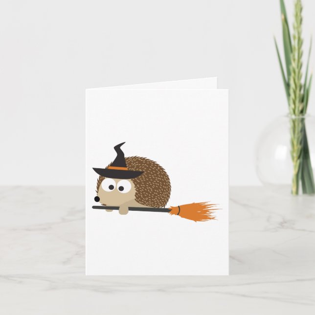 Witch Hedgehog. Happy Halloween! Card (Front)