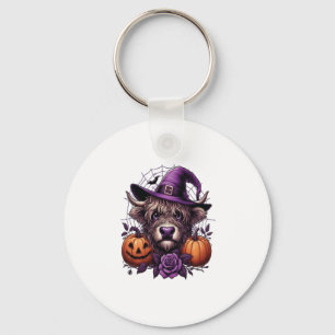 Witch Highland Halloween Cow Keychain