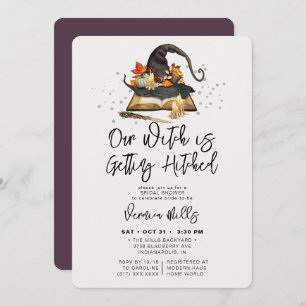 Witch Hitched Purple Halloween Bridal Shower Invitation