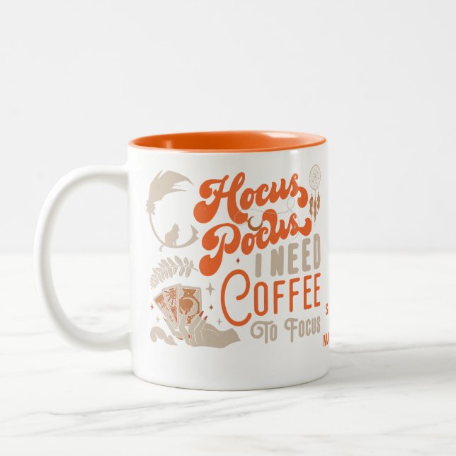 Witch Hocus Pocus Coffee To Focus Photo Halloween Two-Tone Coffee Mug (Left)