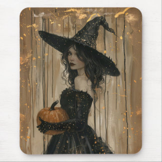 Witch Holding a Pumpkin Mouse Pad