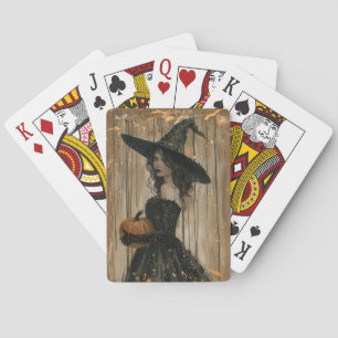 Witch Holding a Pumpkin Poker Cards