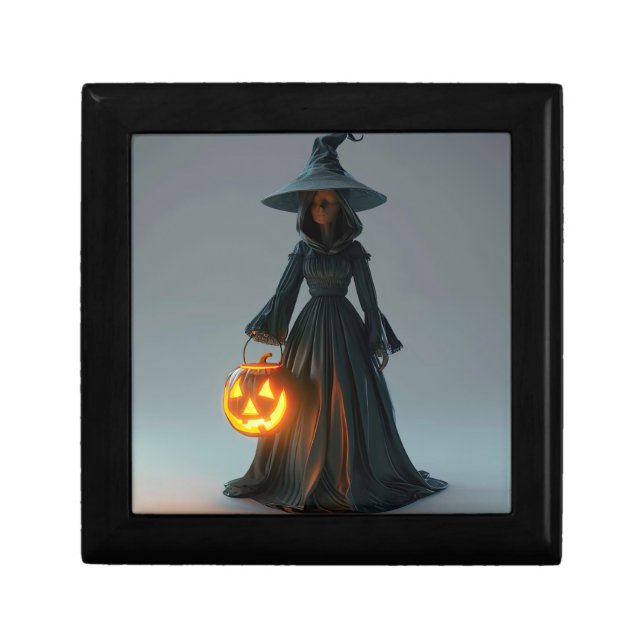 Witch holding jack-o-lantern gift box (Front)