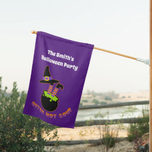 Witch Hot Soup Funny Halloween Custom Name House Flag