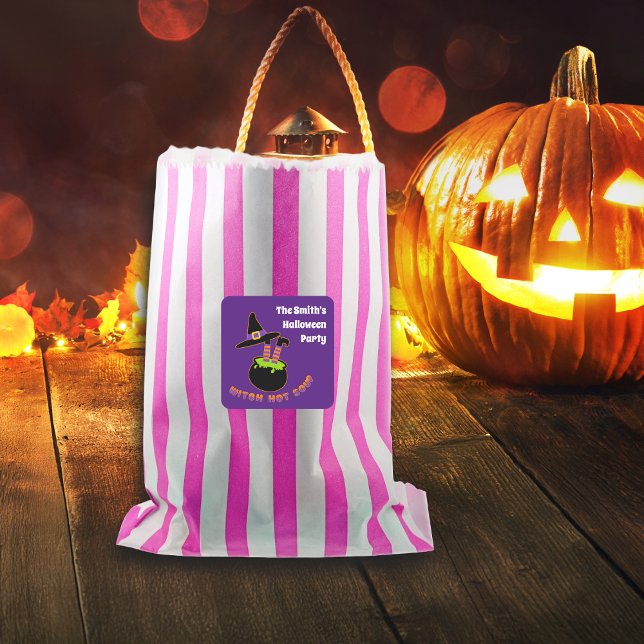 Witch Hot Soup Funny Halloween Custom Name Square Sticker (Creator Uploaded)
