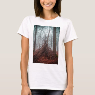Witch house in the forest with fog T-Shirt