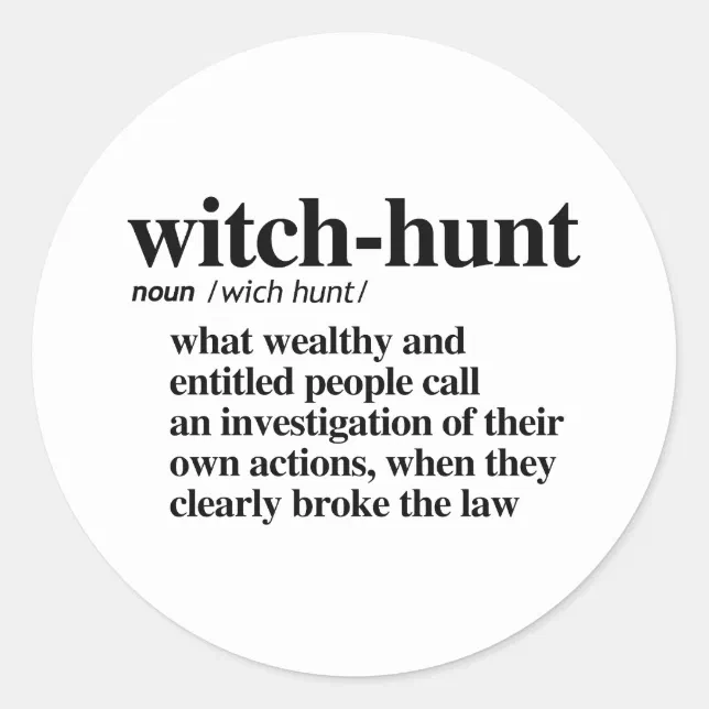 Witch-Hunt Definition Classic Round Sticker | Zazzle