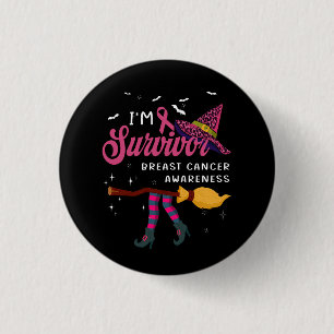 Witch Im A Survivor Halloween Breast Cancer Awaren Button