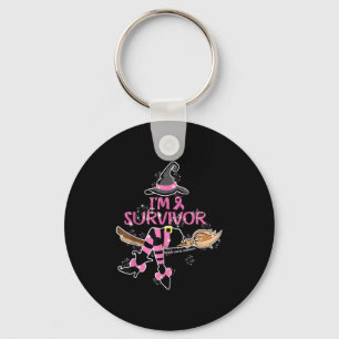 Witch Im A Survivor Halloween Breast Cancer Awaren Keychain