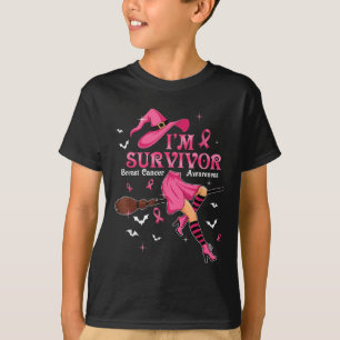 Witch Im A Survivor Halloween Breast Cancer Awaren T-Shirt