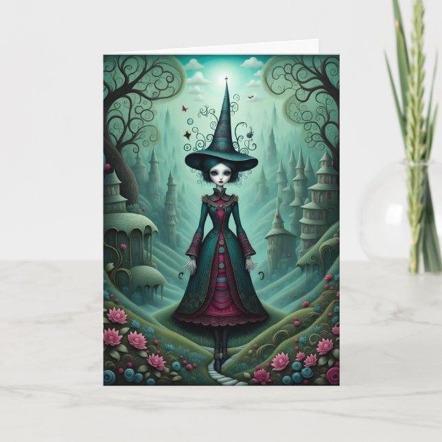 Witch in a Surreal World Halloween Holiday Card (Front)