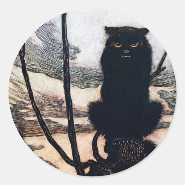 Witch in Cat Form Classic Round Sticker (Front)