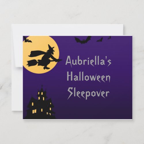 Witch In Flight at Midnight _ Personalized Slee Invitation