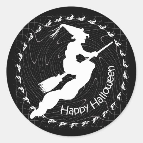 Witch in Flight in Circle of Witches Classic Round Sticker