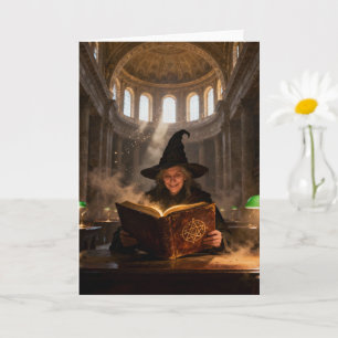 Witch in the Library Blank Inside All Occasions Card