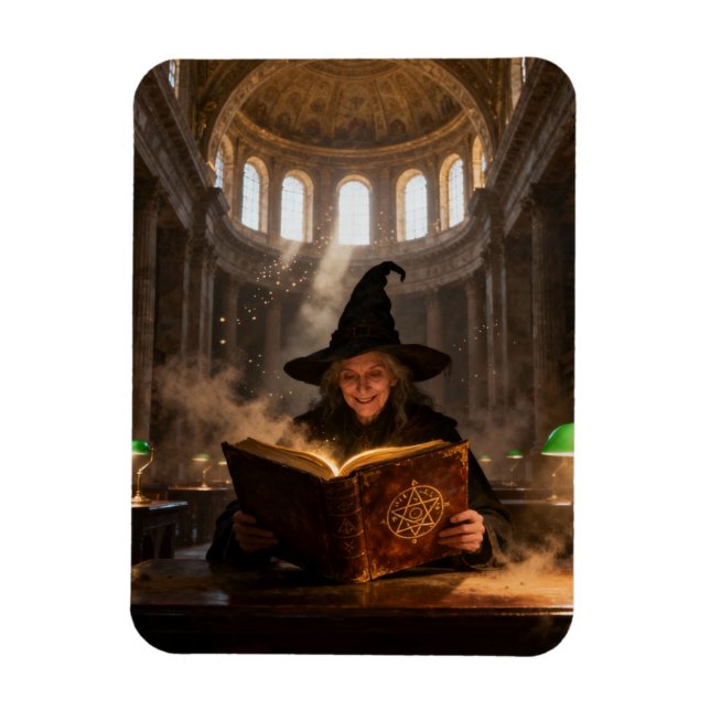 Witch in the Library  Magnet (Vertical)