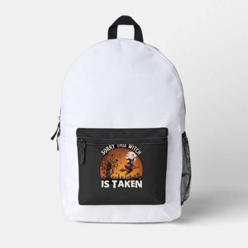 Witch Is Taken Broom Tree Graveyard Halloween_1 Printed Backpack