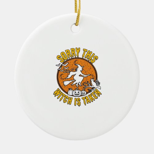 Witch Is Taken Halloween Pumpkins Cat_1 Ceramic Ornament
