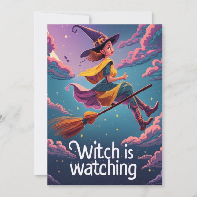 Witch is watching holiday card (Front)