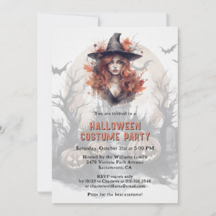 Witch Jack-O-Lanterns Halloween Costume Party Invitation