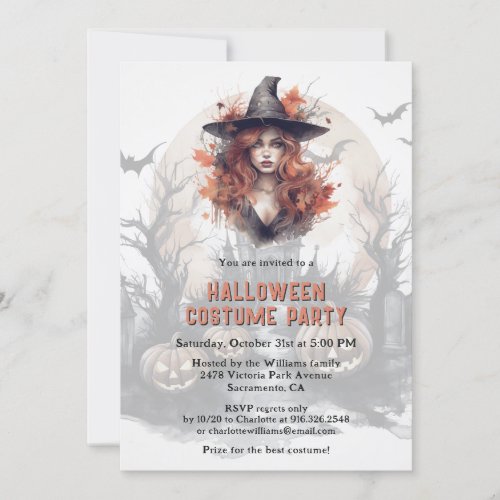 Witch Jack_O_Lanterns Halloween Costume Party Invitation