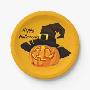 Witch Jack O'Lantern Happy Halloween Party Paper Plates