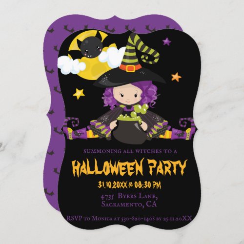 Witch Kids Halloween Block Party  Invitation