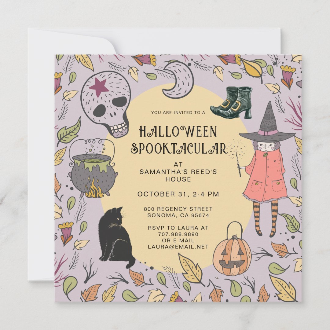 Witch Kid&#39;s Halloween Party Invitation