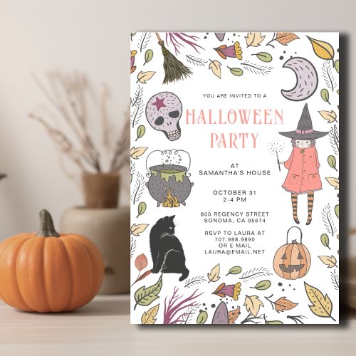 Witch Kids Halloween Party Spooktacular Invitation