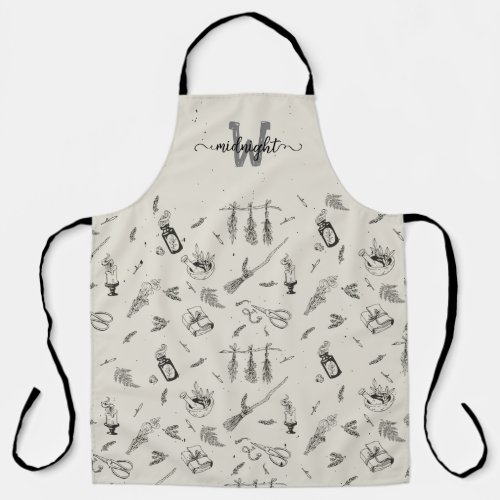 Witch Kitchen Herbs Grimoire All_Over Print Apron
