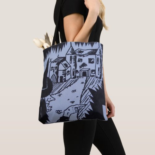 witch knarled hand haunted house trick or treat to tote bag