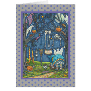 WITCH LAUNDRY DAY, SKELETONS GHOSTS BLANK GREETING CARDS
