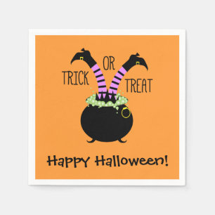 Witch Legs in Black Pot Happy Halloween Napkins
