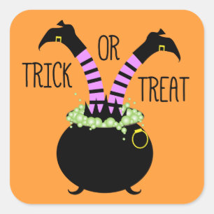 Witch Legs in Black Pot I Trick or Treat Square Sticker