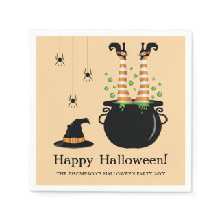 Witch Legs Sticking Out Of A Cauldron Halloween Napkins