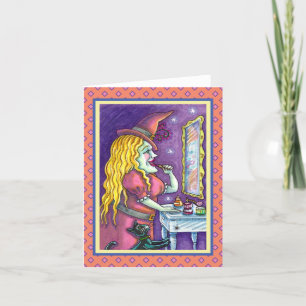 WITCH LIPSTICK, PERFUME & NAIL POLISH, FUNNY Blank Holiday Card
