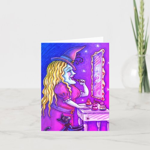 WITCH LIPSTICK PERFUME  NAIL POLISH FUNNY Blank Holiday Card