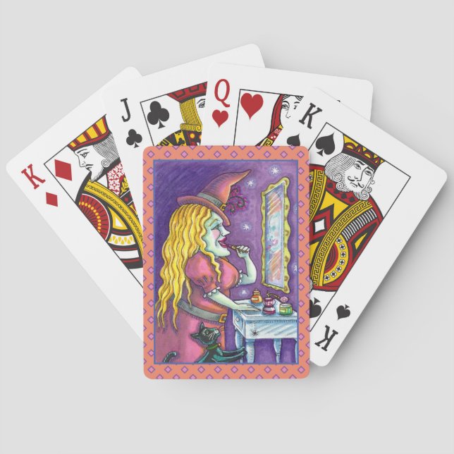 WITCH LIPSTICK, PERFUME & NAIL POLISH, FUNNY CUTE POKER CARDS (Back)