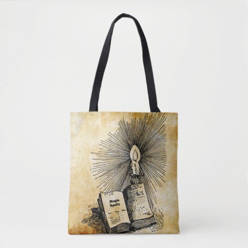 witch Magic Spells Book Candle Witchcraft art Tote Bag