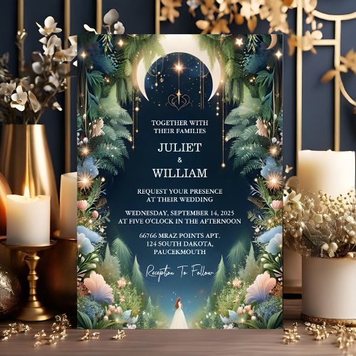 Witch Magical Dream Mystical Stars Moon Wedding Invitation