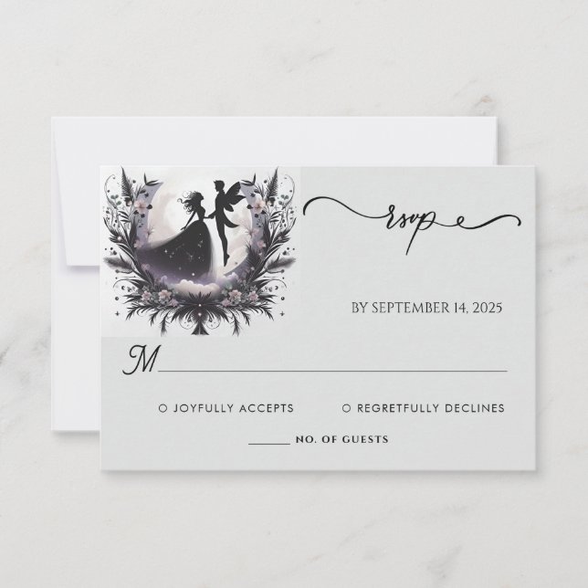 Witch Magical Dream Mystical Stars Moon Wedding RSVP Card (Front)