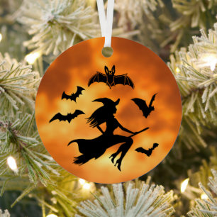 Witch metal ornament