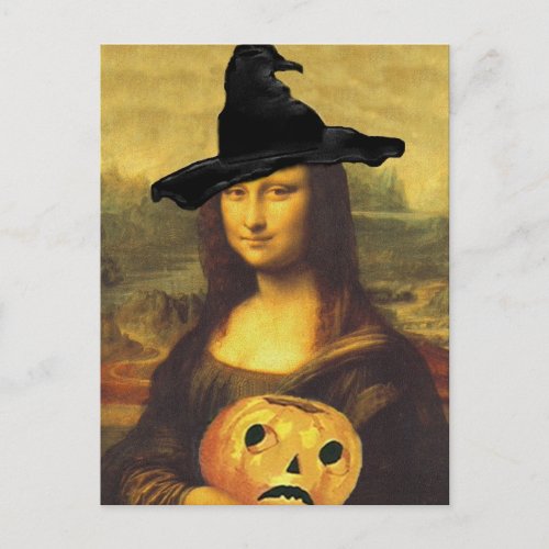 Witch Mona Lisa Autumn Altered Art by crc Postcard