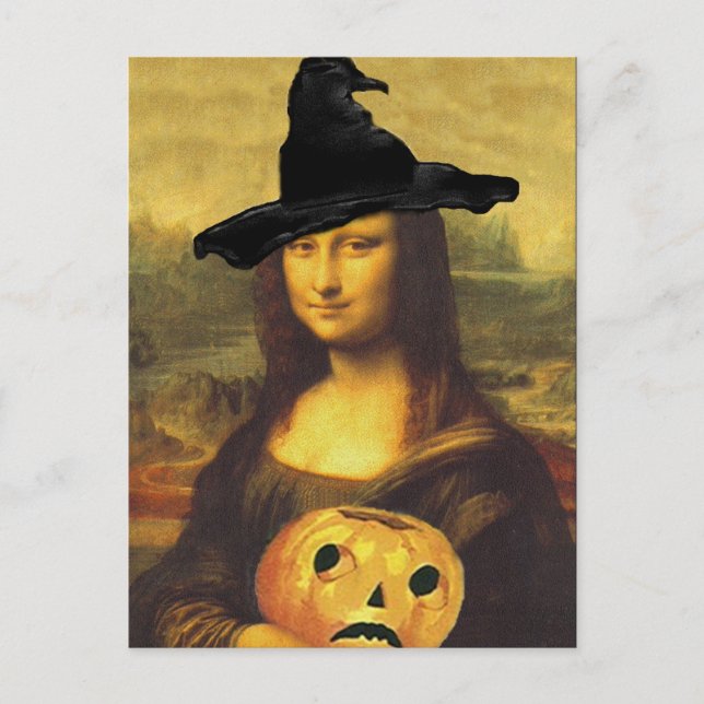 Witch Mona Lisa Autumn Altered Art by crc Postcard (Front)