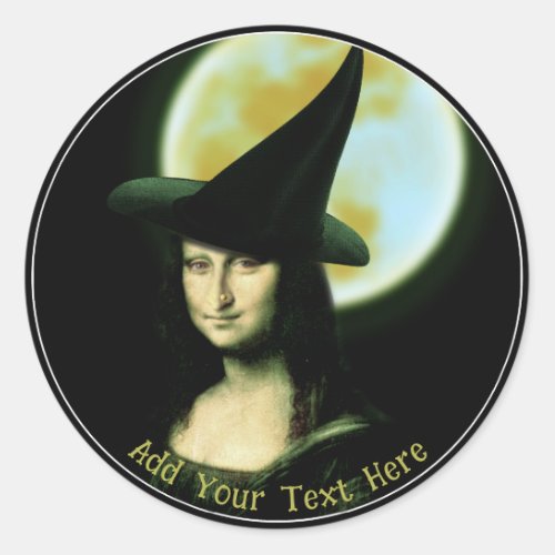  Witch Mona Lisa Halloween Classic Round Sticker