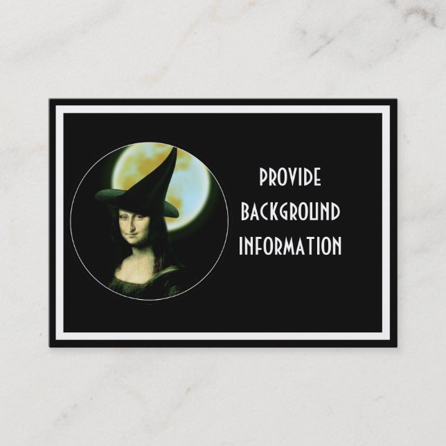 Witch Mona Lisa Halloween Full Moon Business Card (Front)