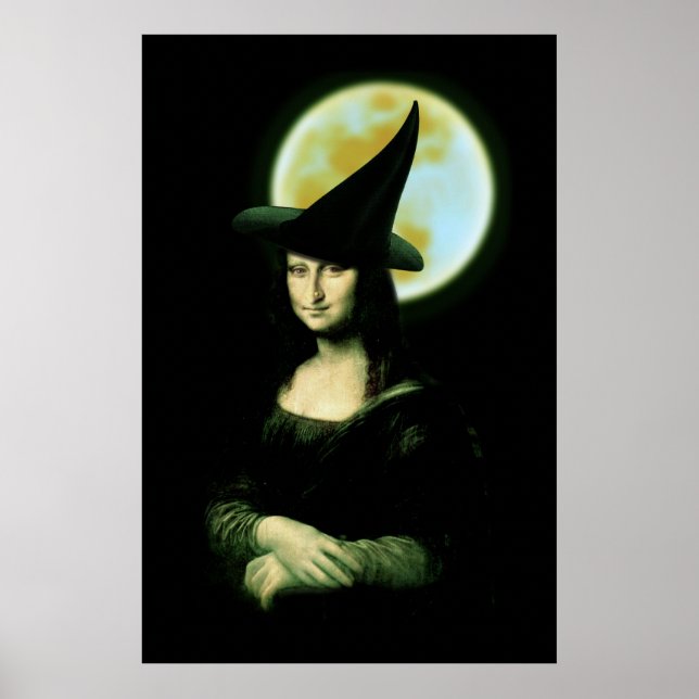 Witch Mona Lisa Halloween Full Moon Poster (Front)
