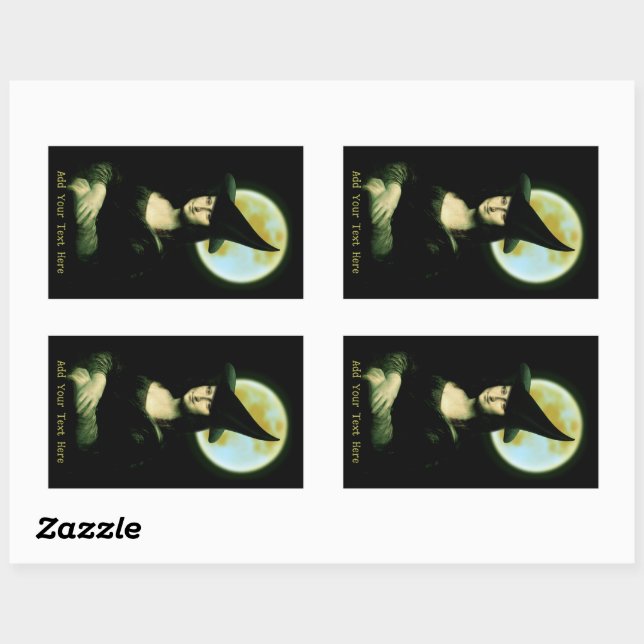 Witch Mona Lisa Halloween Full Moon Rectangular Sticker (Sheet)