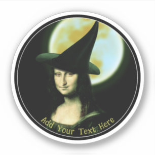 Witch Mona Lisa Halloween Full Moon Sticker